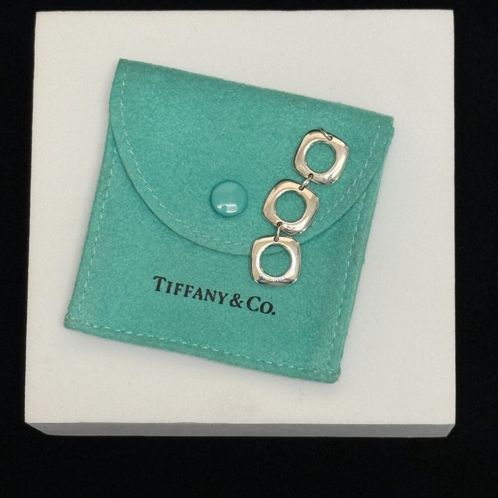 Tiffany & Co 925 Sterling Silver Triple Cushion Drop Pendant Only